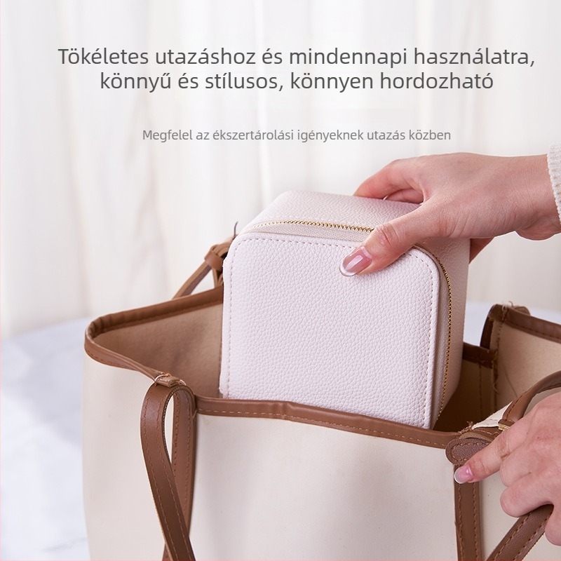 Hordozható utazási ékszerdoboz hat rekesszel fülbevalók és gyűrűk számára