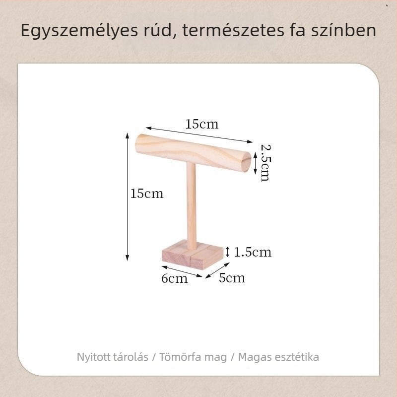 Fából készült ékszerdisplay állvány dióbarna színben, két szintes, fülbevalók, nyakláncok és karkötők számára