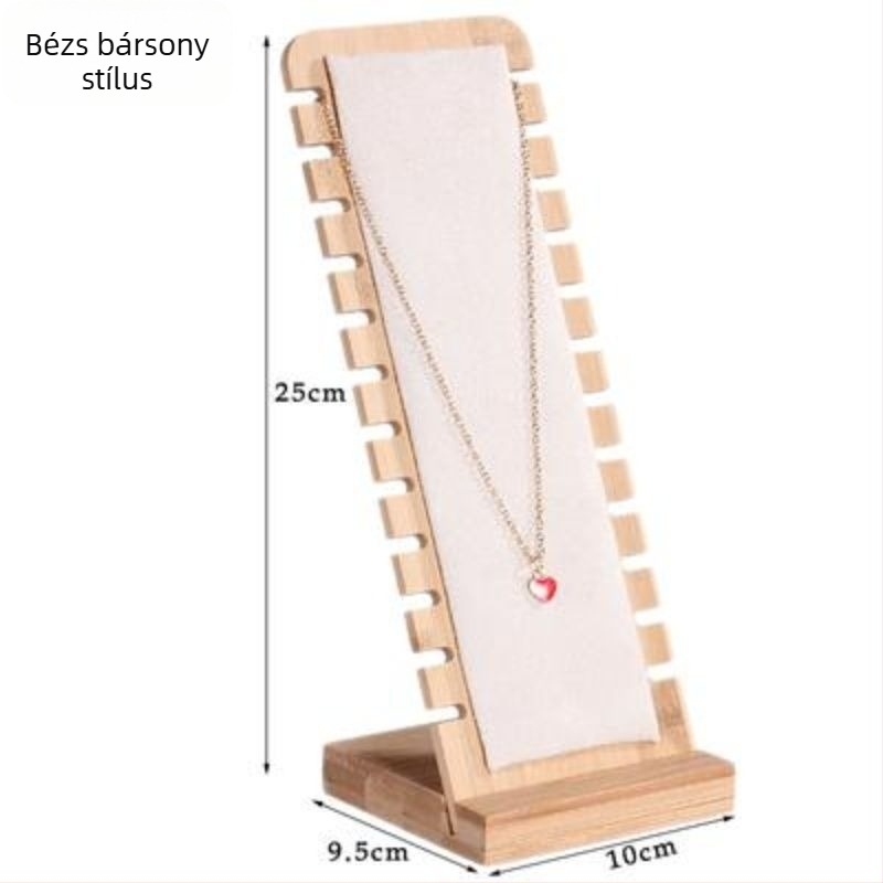 Bambuszfa nyaklánc kiállítási tálca elegáns állvánnyal