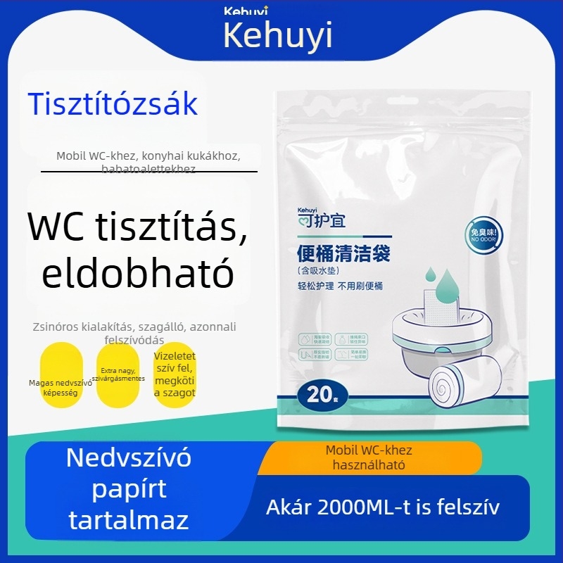 Időseknek készült egyszer használatos hordozható vécészacskó vastagított nedvszívó betéttel és húzózsinórral