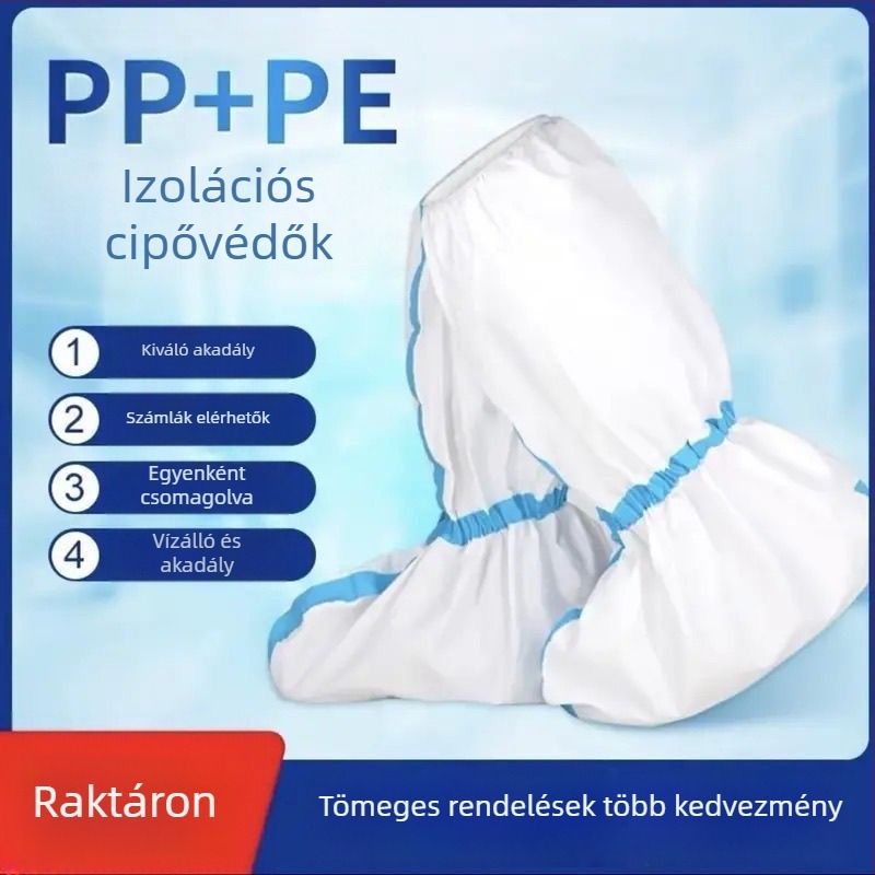 Egyszer használatos izolációs cipővédők, kék csíkos, magas szárú, vízálló, szennyeződés- és porálló védő cipőfedők festéshez.