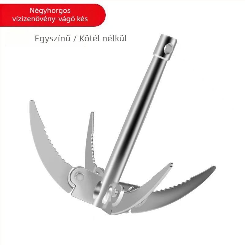 Nagy összecsukható kés vízi növényekhez, négy karmos horgonyjal, horgászathoz