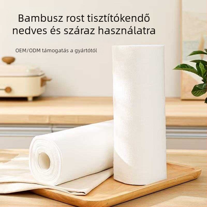 Bambuszrostból készült egyszer használatos konyhai kendő nedves és száraz tisztításra, testreszabott
