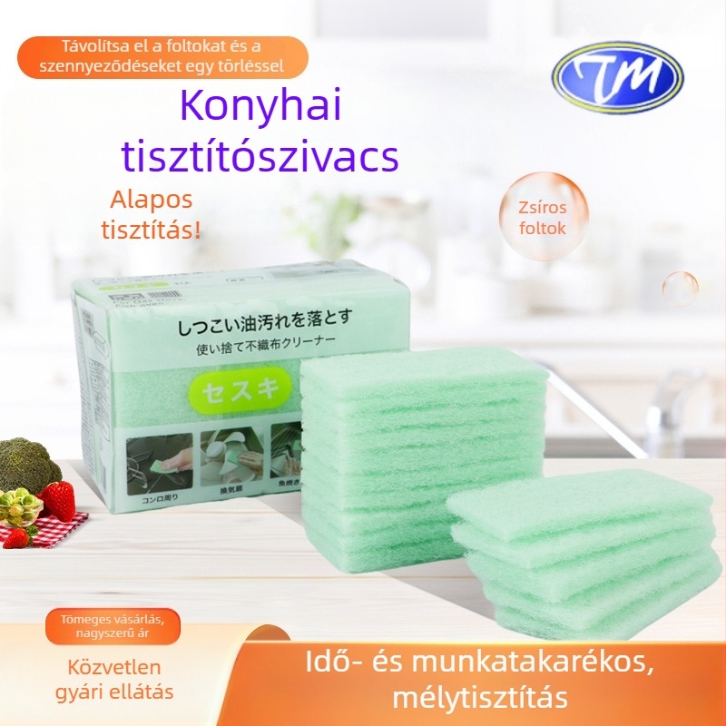 Konyhai tisztító durva szivacs, egyszer használatos, nem szőtt anyagból
