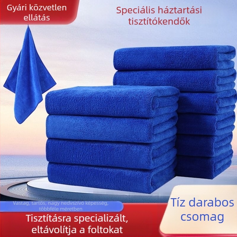 Mikroszálas tisztító kendő, nedvszívó, szálhullásmentes, vastagított, autómosáshoz, üveg- és konyhatisztításhoz, kék