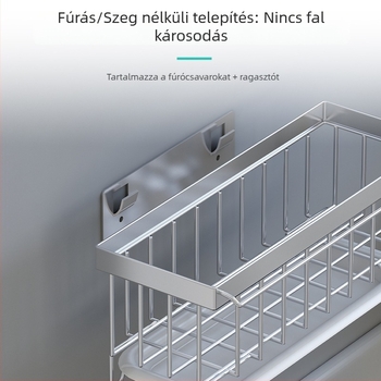 Testreszabható konyhai falra szerelhető tároló mosogatószer, kézmosó és szivacs számára, leeresztő rendszerrel