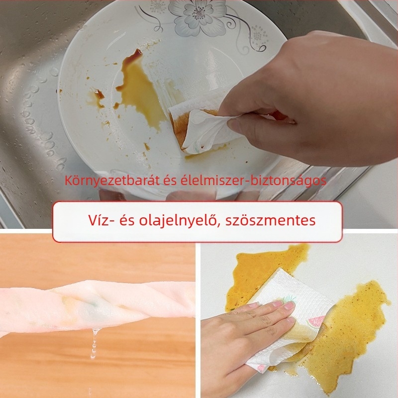 Vastagított kettős használatú tisztító kendő, száraz és nedves használatra, mosható konyhai kendő, felszívja a vizet és a zsírt, otthoni és kiszállítási felhasználásra.