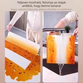 Bambuszrostból készült egyszer használatos konyhai törlőrongy, vastagított, kiválóan nedvszívó, olajálló, folteltávolító, mosogatáshoz