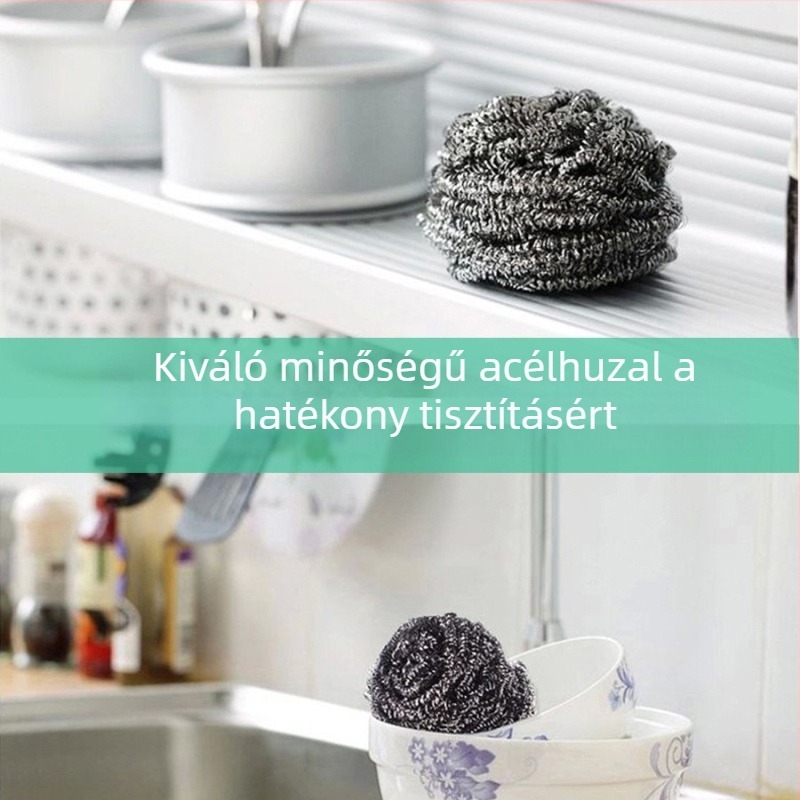 6 darabos rozsdamentes acél tisztító gömbök készlet mosogatáshoz