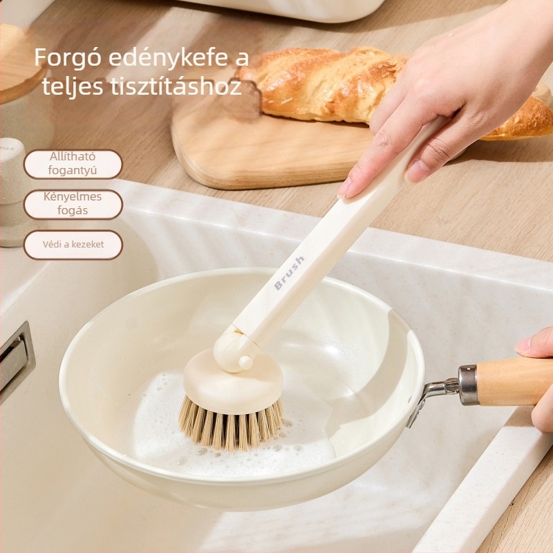 Forgatható hosszú nyelű edénymosó ecset a konyhához