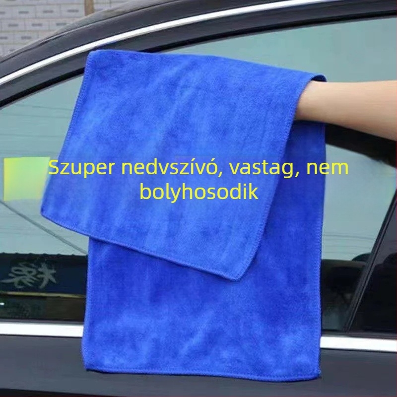 Mikroszálas autómosó kendő üveghez és belső térhez, nagy méret, nedvszívó, szálmentes, 600 g, logó hímzés opció