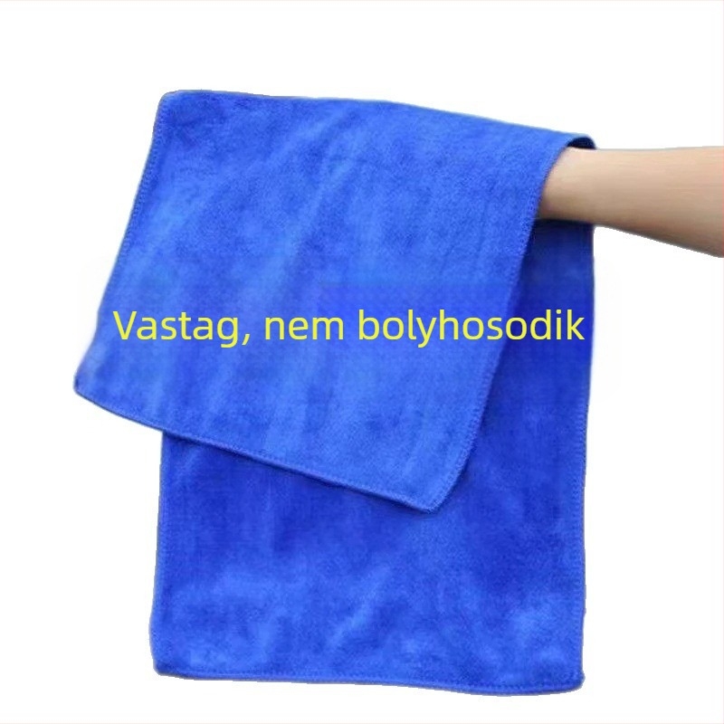 Mikroszálas autómosó kendő üveghez és belső térhez, nagy méret, nedvszívó, szálmentes, 600 g, logó hímzés opció