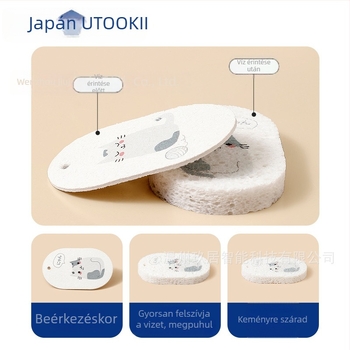 utookii fa rostból készült mosogatószivacs készlet edényekhez és tálakhoz, gyengéd kefével és nano tömör tisztító párnával