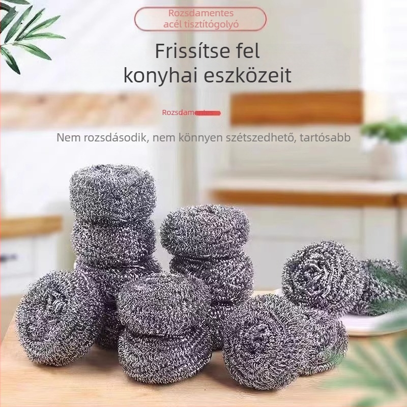 Konyhai rozsdamentes acélhuzal gömbök tisztításra, 18 darab