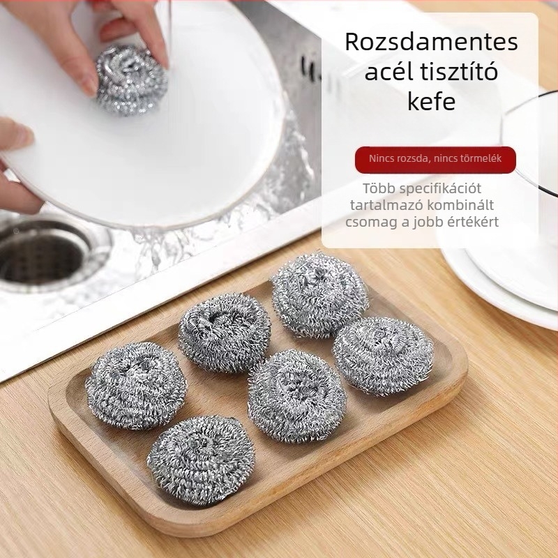 Konyhai rozsdamentes acélhuzal gömbök tisztításra, 18 darab