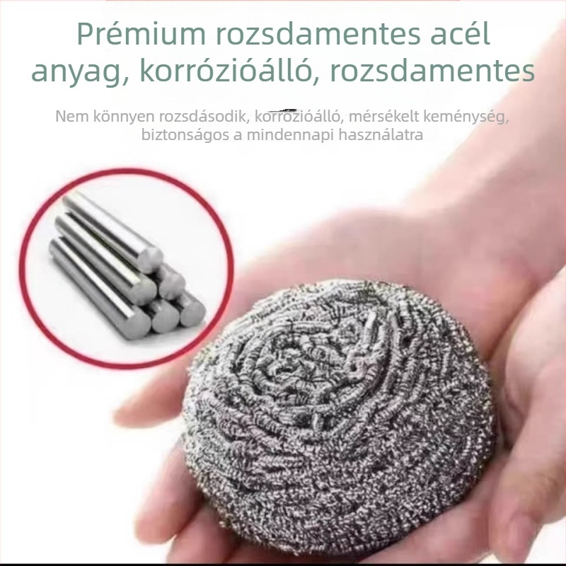 Konyhai rozsdamentes acélhuzal gömbök tisztításra, 18 darab