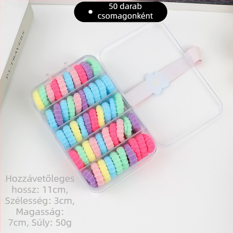 Dobozos macaron-stílusú hajgumik gyerekeknek, kímélik a hajat, magas rugalmasság, varrat nélküli, tartós