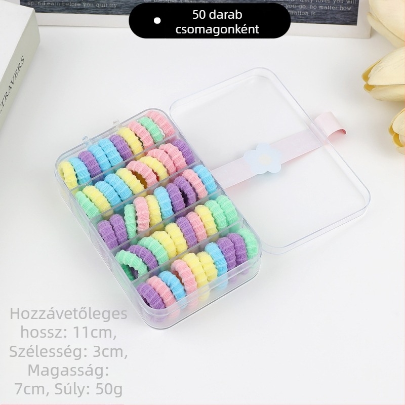 Dobozos macaron-stílusú hajgumik gyerekeknek, kímélik a hajat, magas rugalmasság, varrat nélküli, tartós