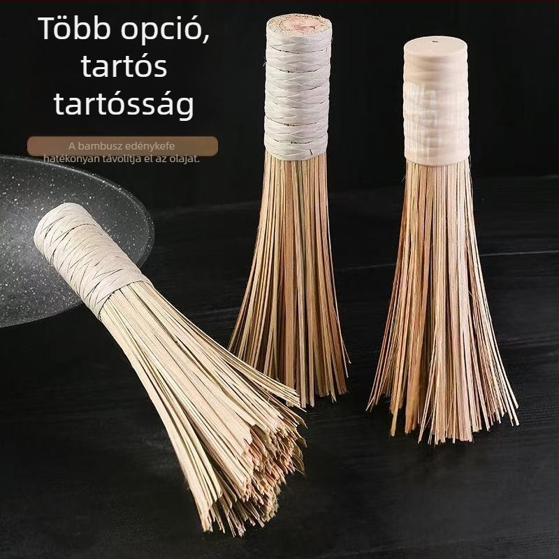 Bambuszból készült, szövött fazékmosó kefe