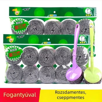 Rozsdamentes acél drótos tisztítólabdák – edények mosására és foltok eltávolítására, háztartási tisztító készlet