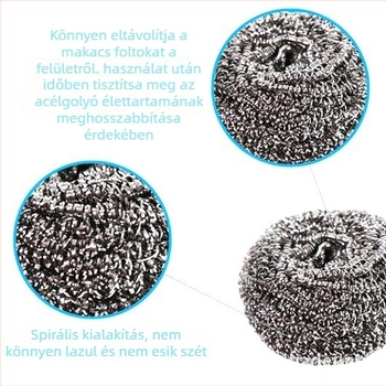 2 db-os készlet: 33 g-os rozsdamentes acélból készült mosogatógolyó, drótos tisztító golyó
