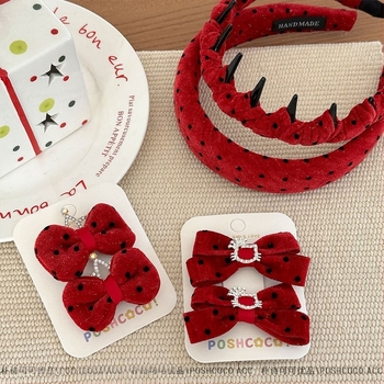 Piros pöttyös hercegnő-stílusú hajcsat, édes, 3D konty és frufru