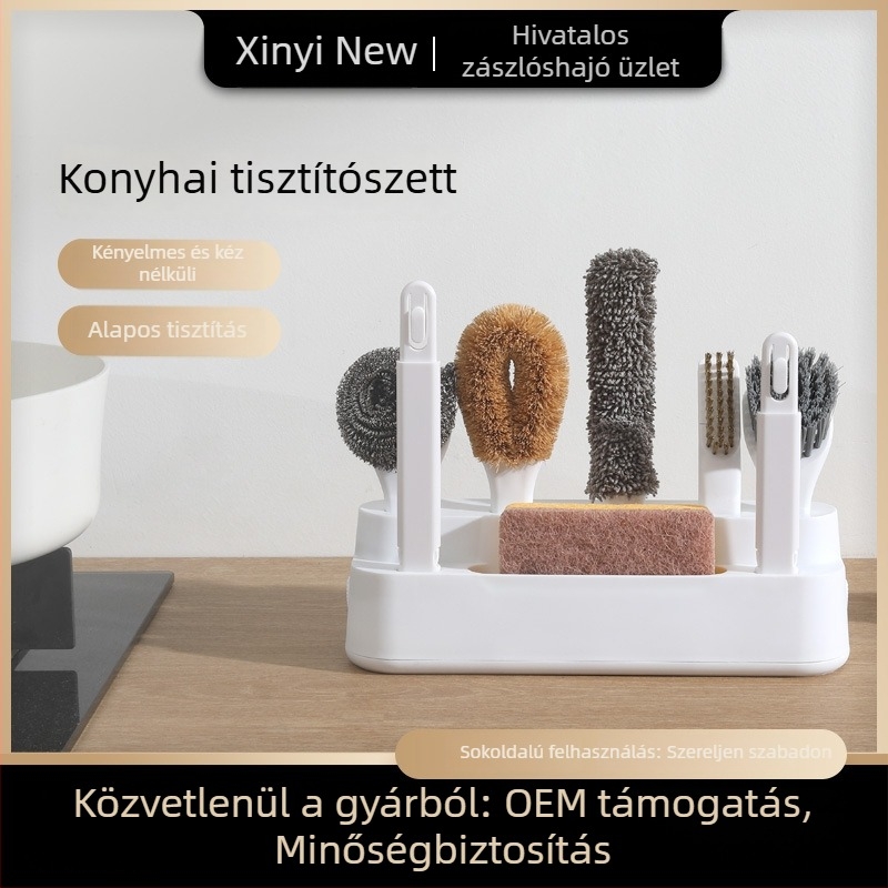 Hat darabos edénykefekészlet hosszú nyéllel, érintésmentes tisztítás zsíros szennyeződésekhez