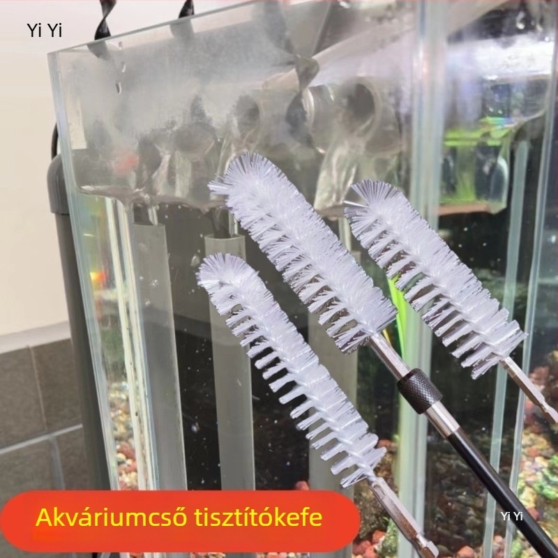 Többfunkciós elektromos tisztító ecset akváriumhoz, hosszú nyéllel, algák eltávolítására és csőtisztító fej