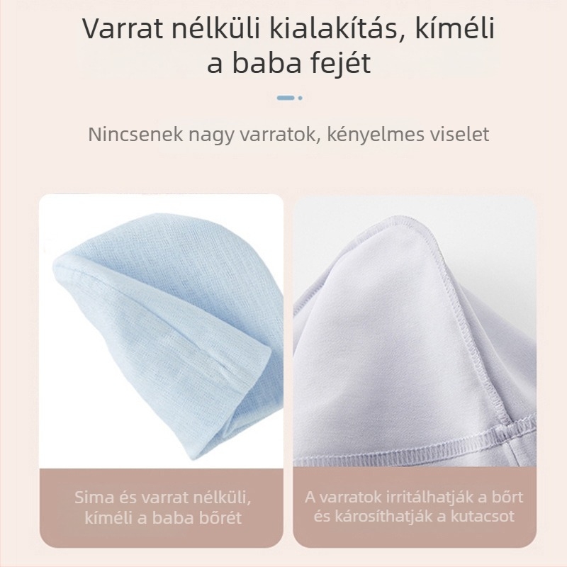 Újszülött babáknak készült pamut sapka légáteresztő hálóval, vékony, négy évszakos, 0–6 hónap