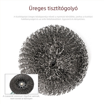 Hosszú nyelű konyhai fazék- és tál tisztító ecset rozsdamentes acélhuzal-golyóval