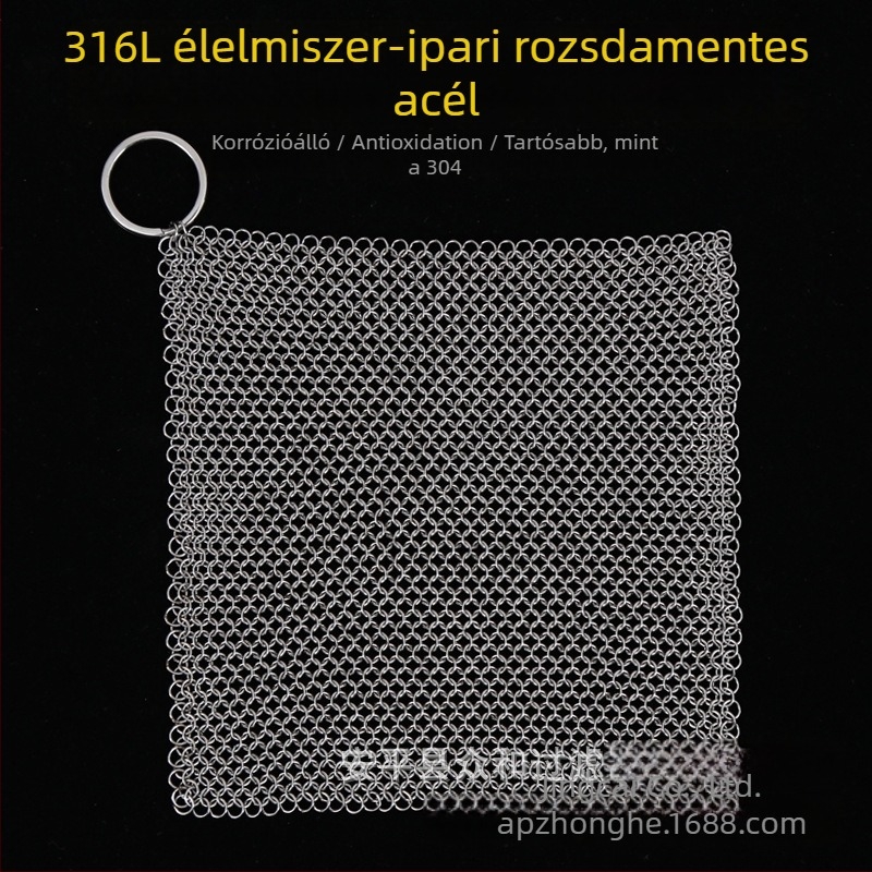 316L rozsdamentes acél edénytisztító kefével és drótgolyóval – konyhai tisztítási eszköz