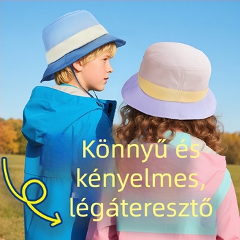 Gyerekeknek készült napvédő bucket sapka, színes dizájn, nyári védelem a nap ellen, lélegző, szélálló