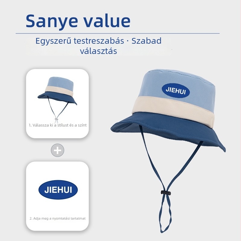 Gyerekeknek készült napvédő bucket sapka, színes dizájn, nyári védelem a nap ellen, lélegző, szélálló
