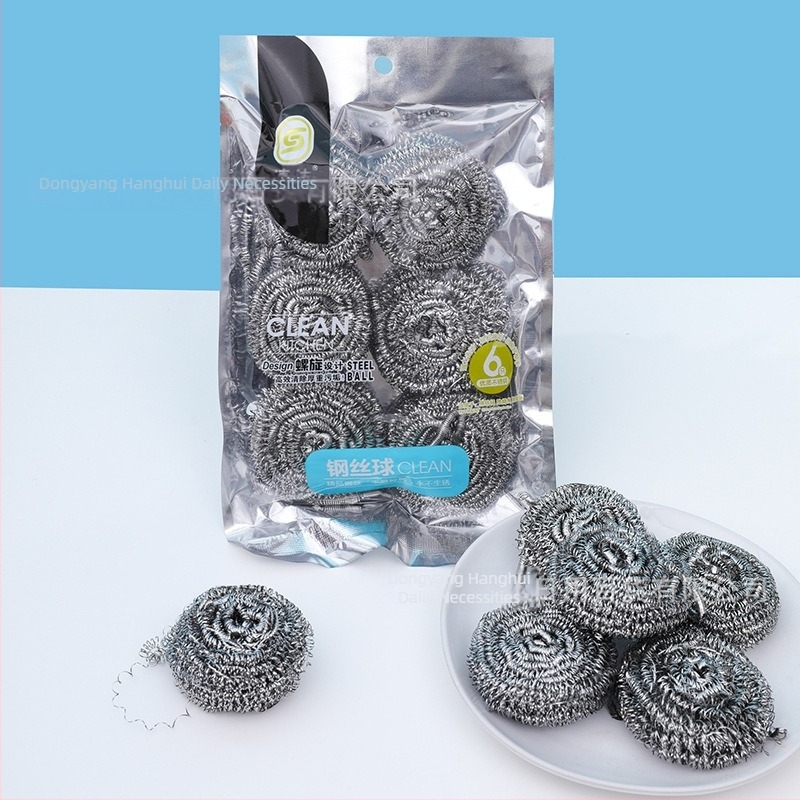 Konyhai tisztító golyó, 6 darab acélgyapot golyó edények és fazekak tisztításához