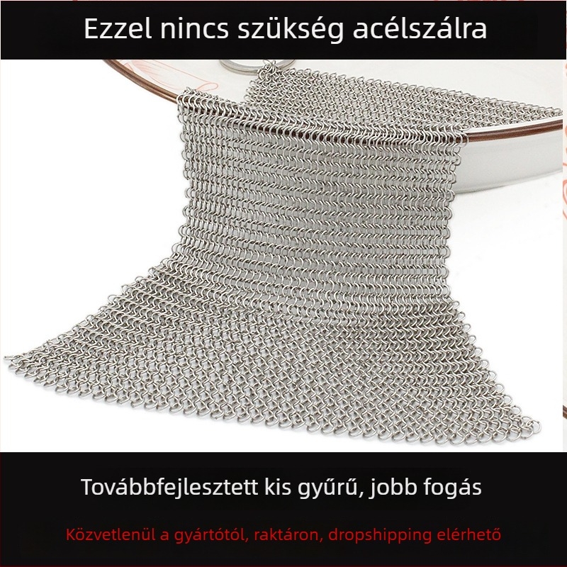 Rozsdamentes acél 316-os fazékmosó kefével, forrasztott gyűrűvel, drótos kefével és drótszálgolyóval