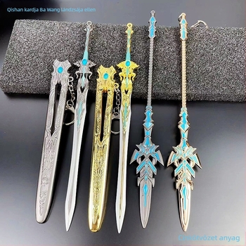 Tang San Seven-Kill Sword ötvözet replika kék-ezüst Overlord lándzsával, fém dísztárgy