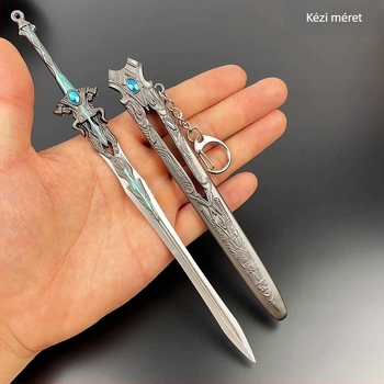 Tang San Seven-Kill Sword ötvözet replika kék-ezüst Overlord lándzsával, fém dísztárgy
