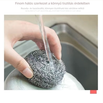 Rozsdamentes acél drótszálas tisztítólabda a konyhához