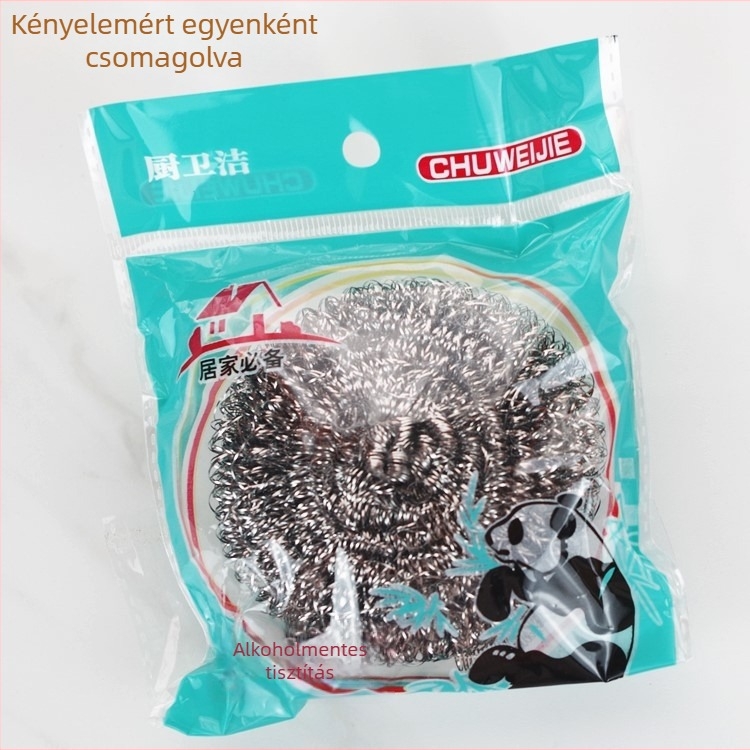 Nagy rozsdamentes acél tisztító golyó edényekhez, egyedi csomagolás, szálak nem peregnek