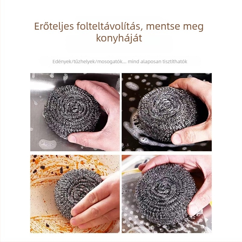 Nagy rozsdamentes acél tisztító golyó edényekhez, egyedi csomagolás, szálak nem peregnek