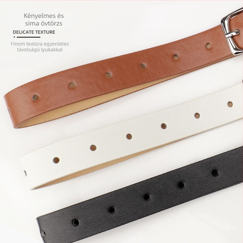 Női öv műbőrből, tűcsatos csattal, sokoldalú elegáns minimalist dizájn, hossz 103 cm, szélesség 2–4 cm