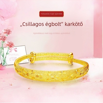 Női karkötő 999 homok arany színben, tömör fényes felület, kézzel készített