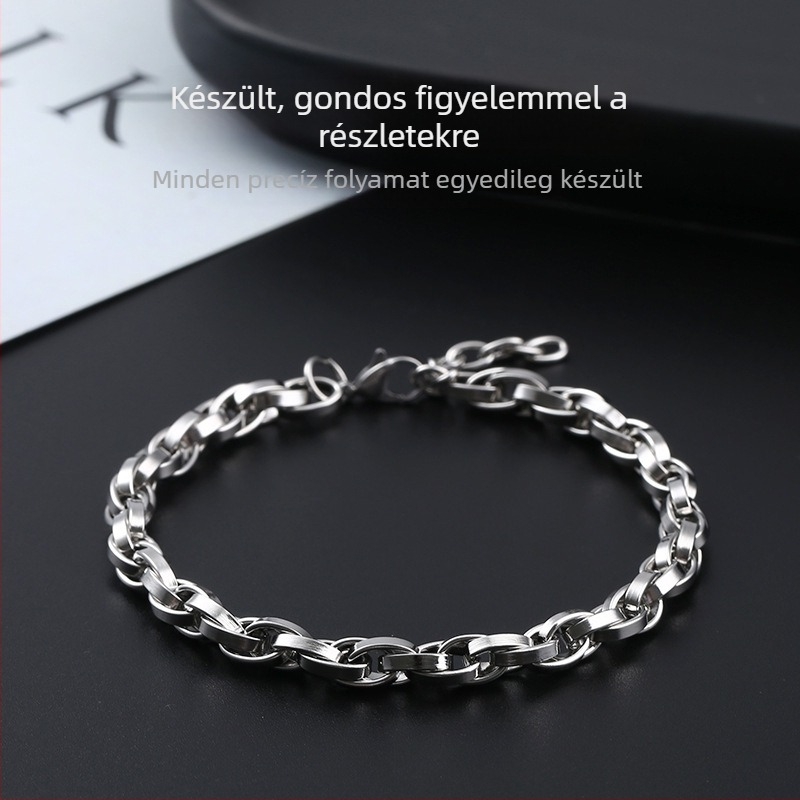 Kubai lánc karkötő titánacélból pároknak, uniszex, minimalist eredeti ékszer