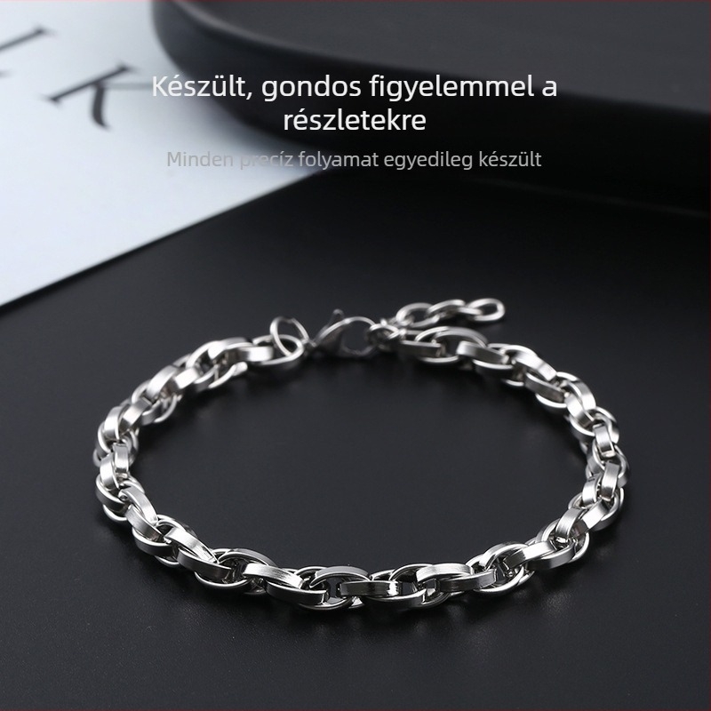 Kubai lánc karkötő titánacélból pároknak, uniszex, minimalist eredeti ékszer
