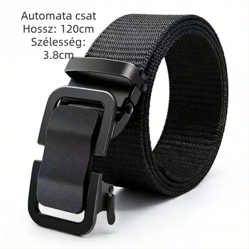 Férfiaknak szóló automata csattal ellátott öv, taktikai, divatos öv farmerhez, szövött vászon-nylon imitáció