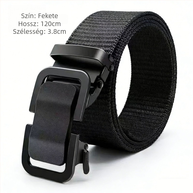 Férfiaknak szóló automata csattal ellátott öv, taktikai, divatos öv farmerhez, szövött vászon-nylon imitáció