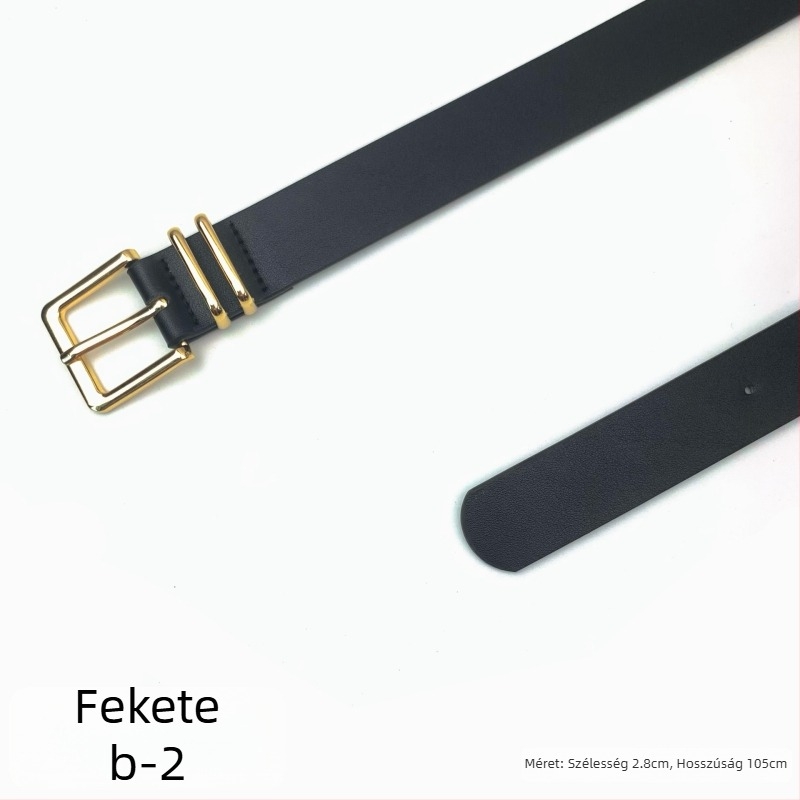 Női bőröv arany tűcsattal, farmerhez illő – vékony fekete, dekoratív, egyszerű, elegáns