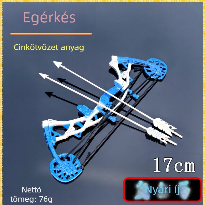 Luna mini 17 cm összetett íj, kék, fém fegyvermodell nyilakkal