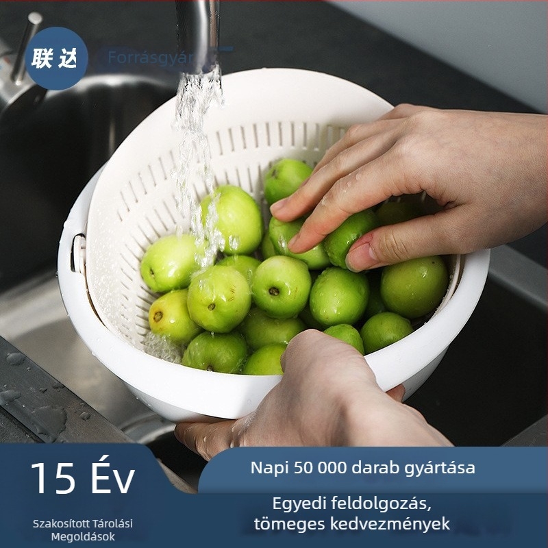 OEM testreszabás Konyhai forgócsöpögtető kosár, vastagított levehető zöldségkosár, többfunkciós