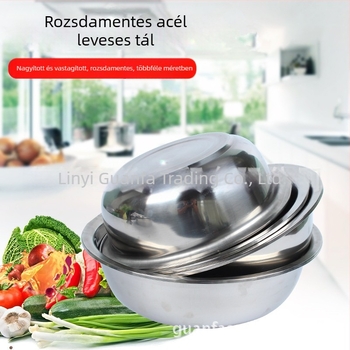 Mágneses rozsdamentes acél kör alakú konyhai mosóedény, leveshez, zöldségek mosásához és tojás felveréséhez
